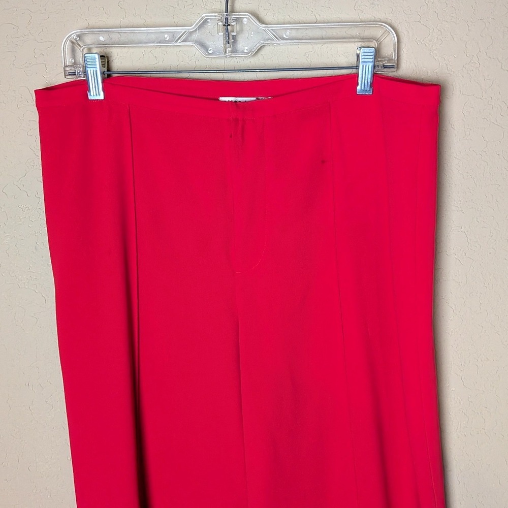 Alice + Olivia Red Wide-Leg Dress Pants Long Inseam 35" Crepe Trousers Sz 14 - Picture 4 of 9